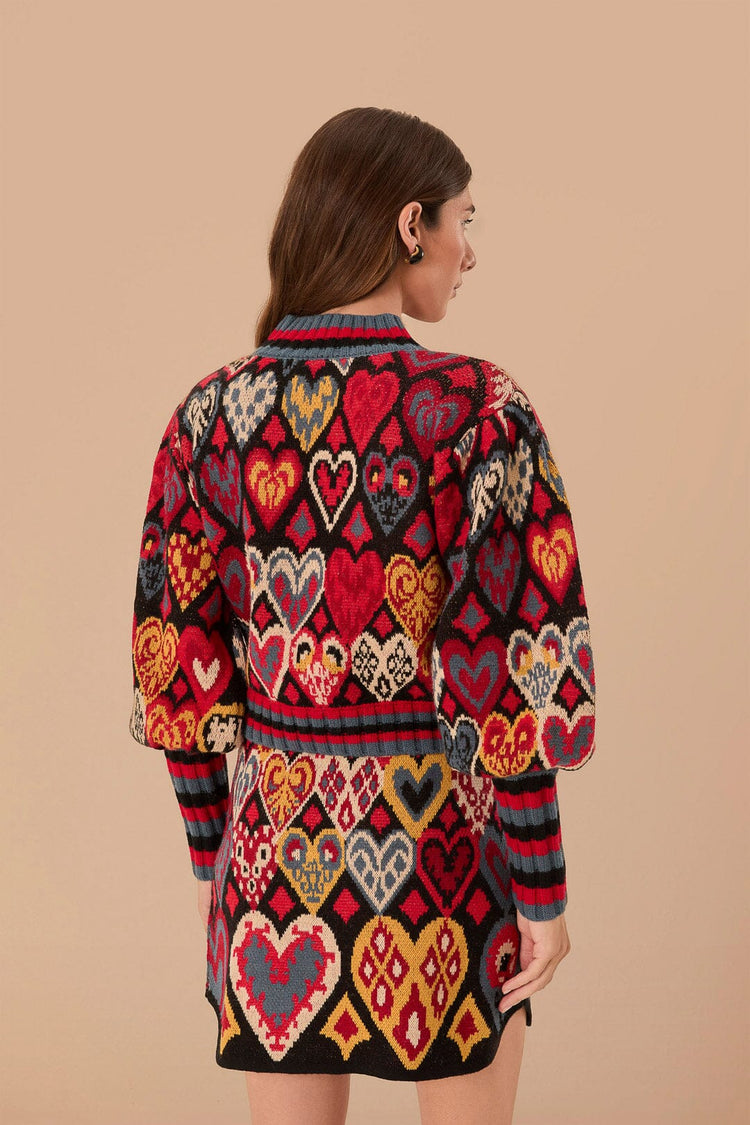 FARM Rio model wearing the Black Hearts Ikat Knit Sweater