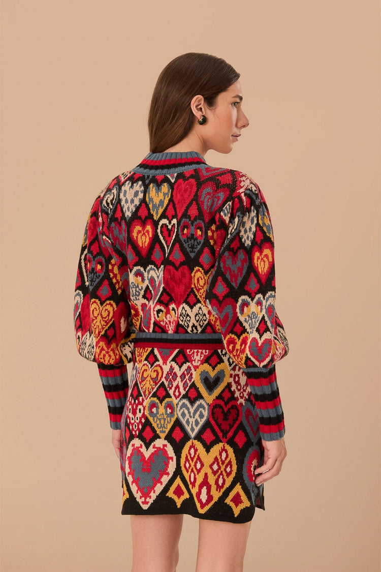 FARM Rio model wearing the Hearts Ikat Knit Skirt