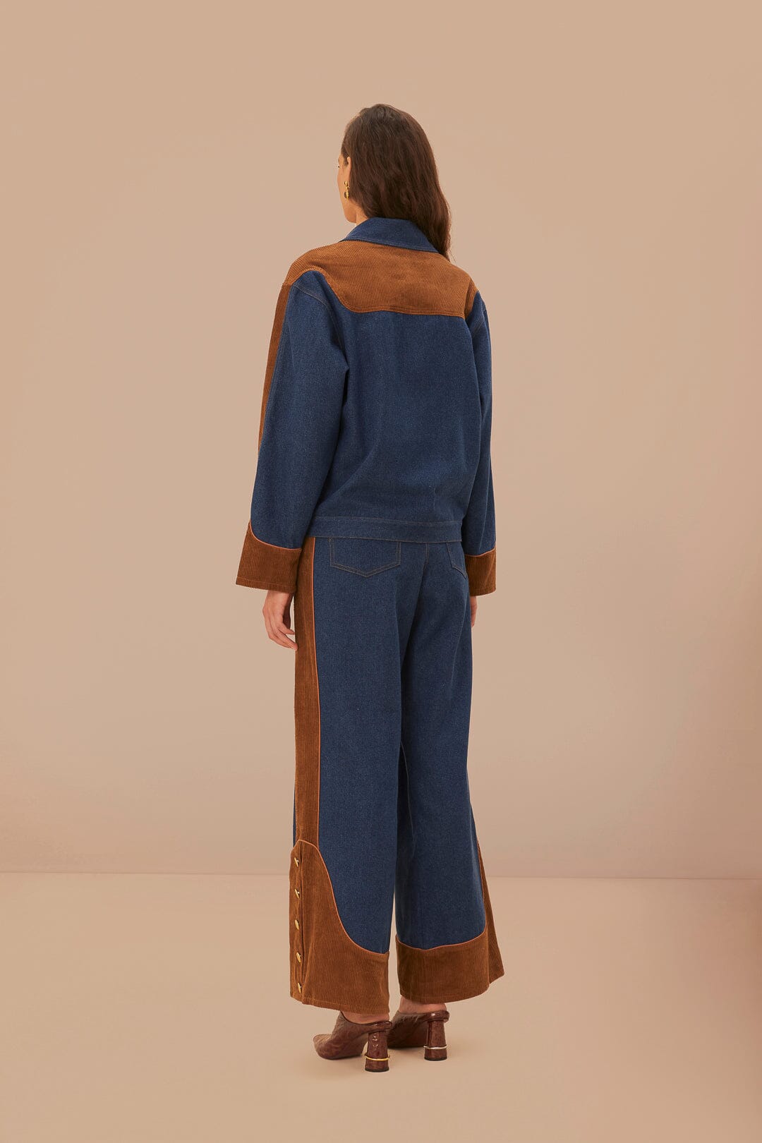 FARM Rio model wearing the Western Denim Wide Pants Low Waisted