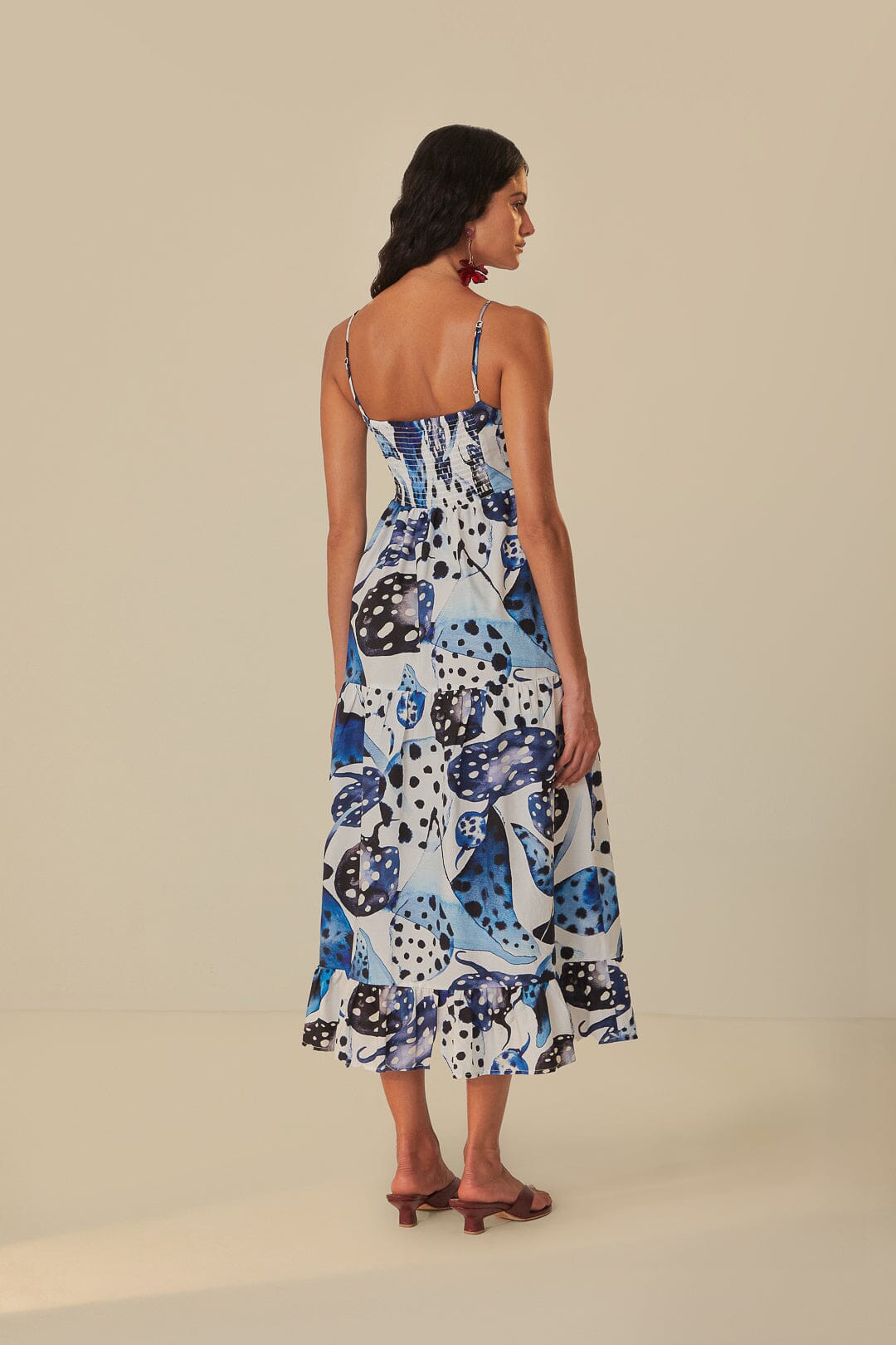 FARM Rio model wearing the Mantas Off-White Maxi Dress