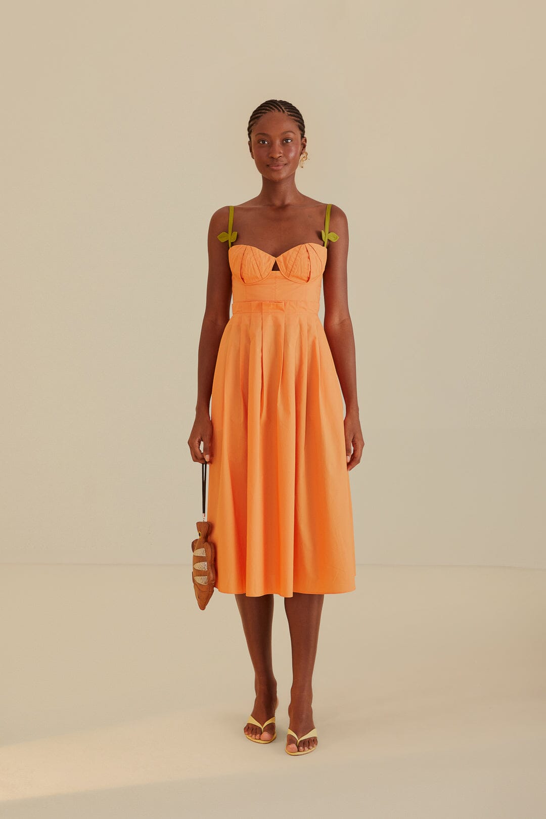 FARM Rio model wearing the Bicolor Sleeveless Midi Dress
