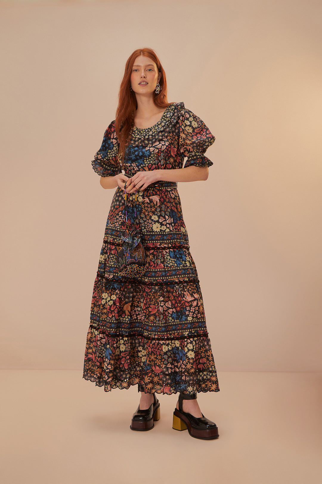 FARM Rio model wearing the Jujus Garden Black Maxi Dress