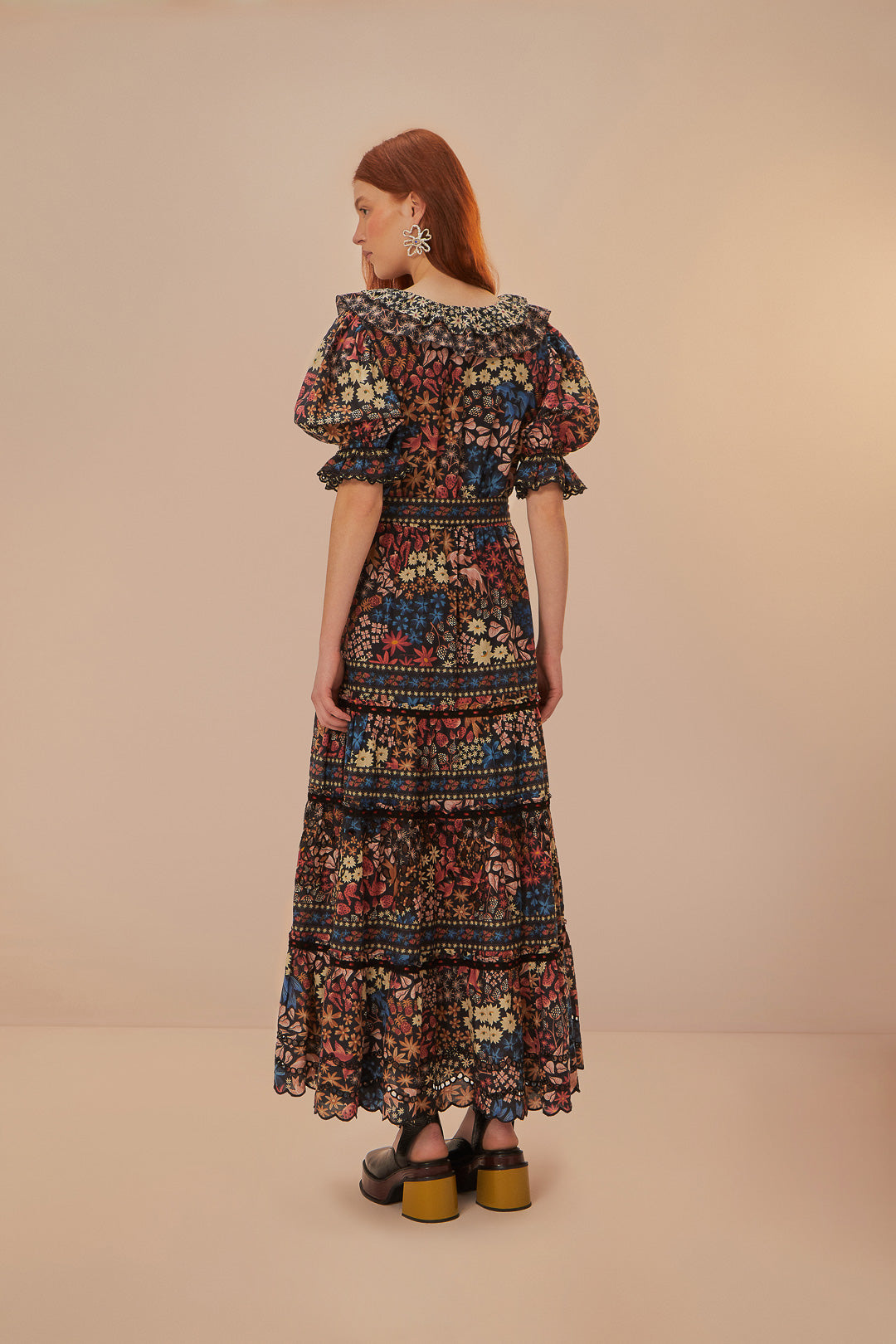 FARM Rio model wearing the Jujus Garden Black Maxi Dress
