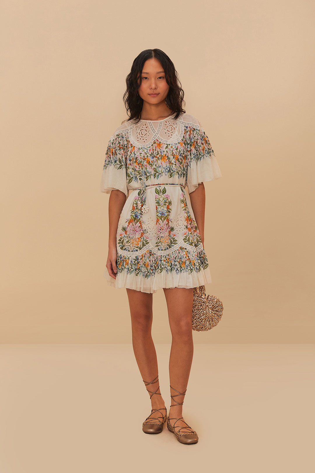 Sweet Bloom Bouquet Off-White Mini Dress