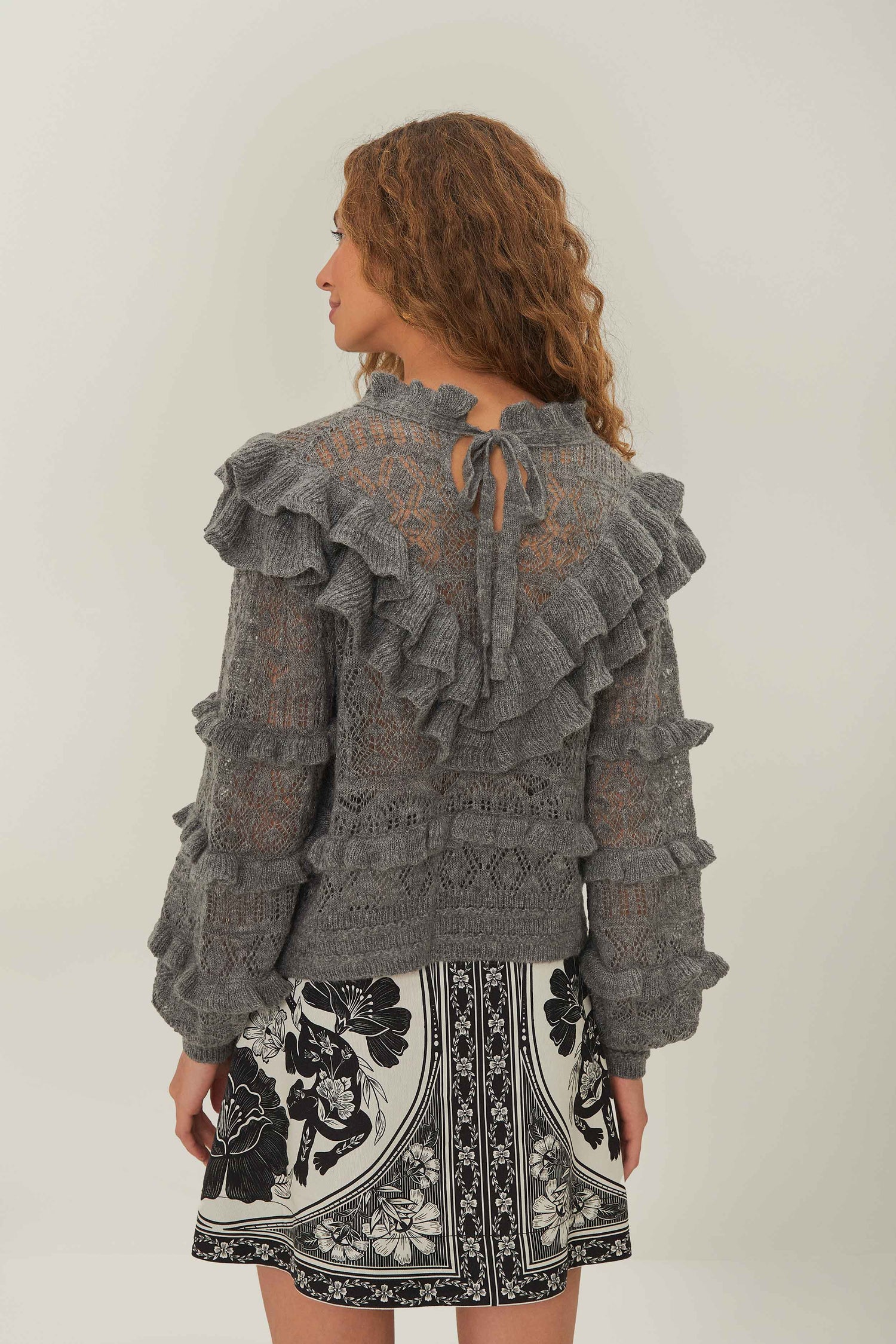 FARM Rio model wearing the Ruffles Knit Sweater