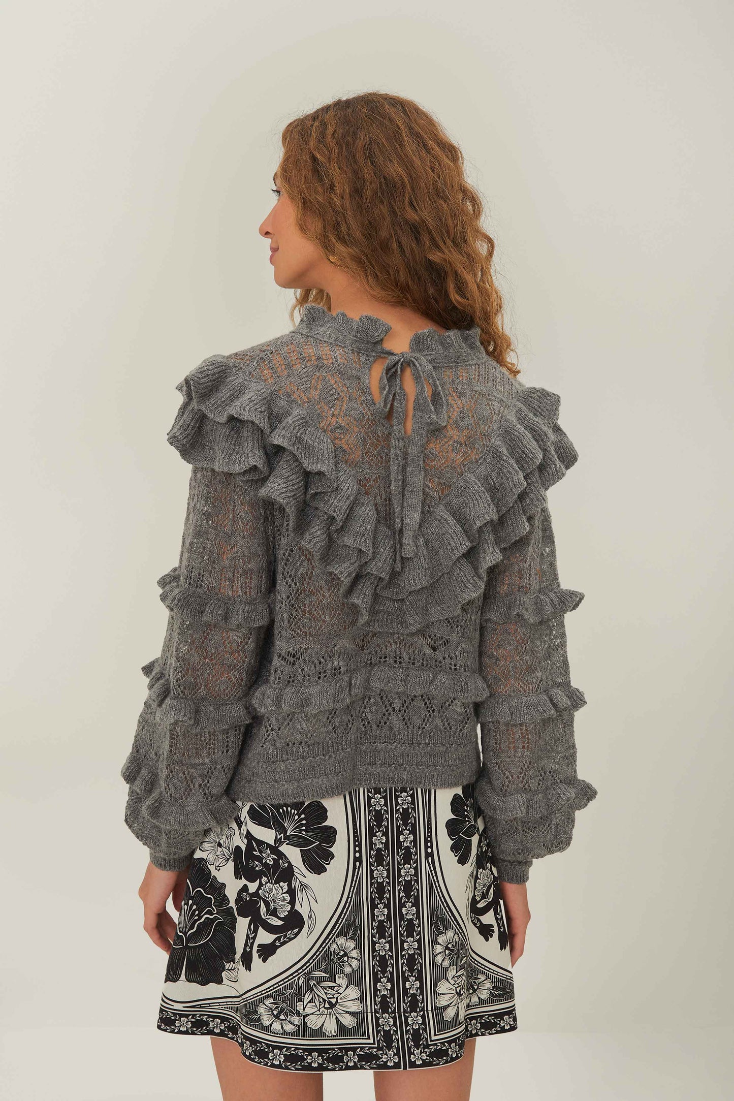 FARM Rio model wearing the Ruffles Knit Sweater