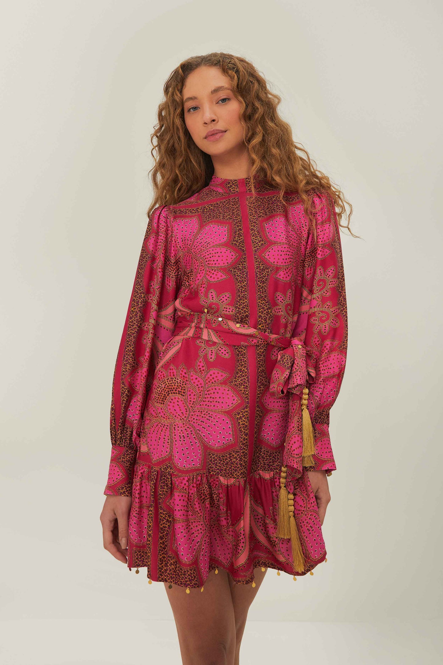 Floral Glam Scarf Pink Mini Dress