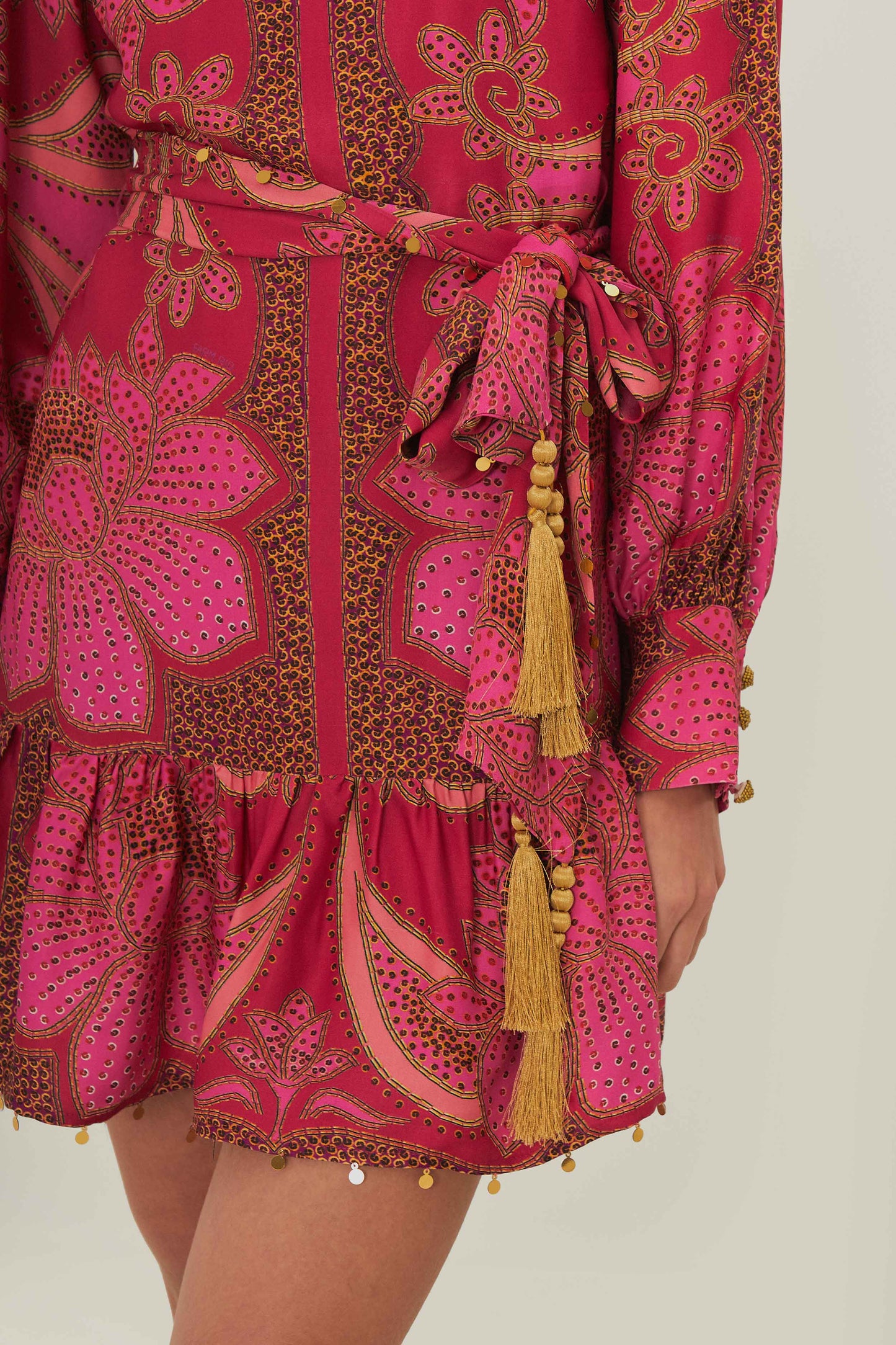 Floral Glam Scarf Pink Mini Dress