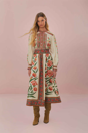 FARM Rio model wearing the Off-White Ainika Delicate Midi Skirt