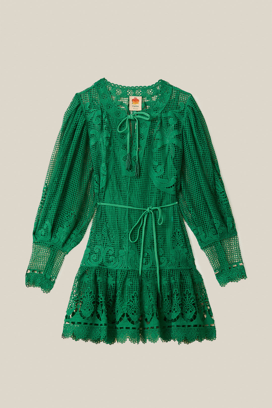 Tropical Flight Green Guipure Mini Dress