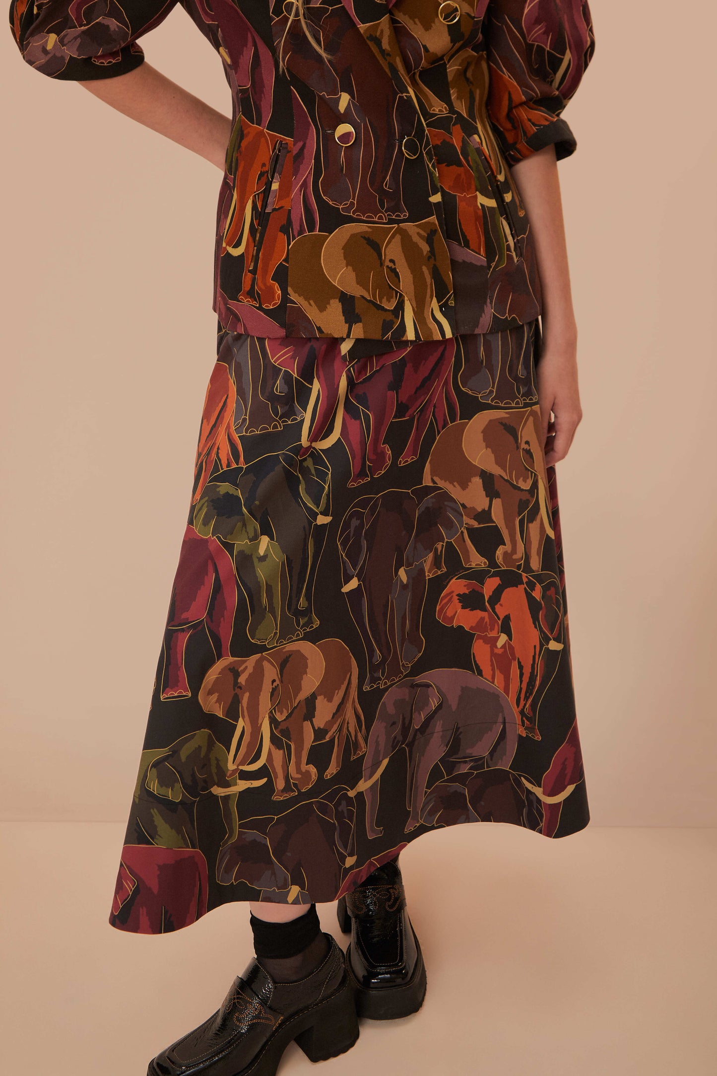 FARM Rio model wearing the Elephants Green Skirt