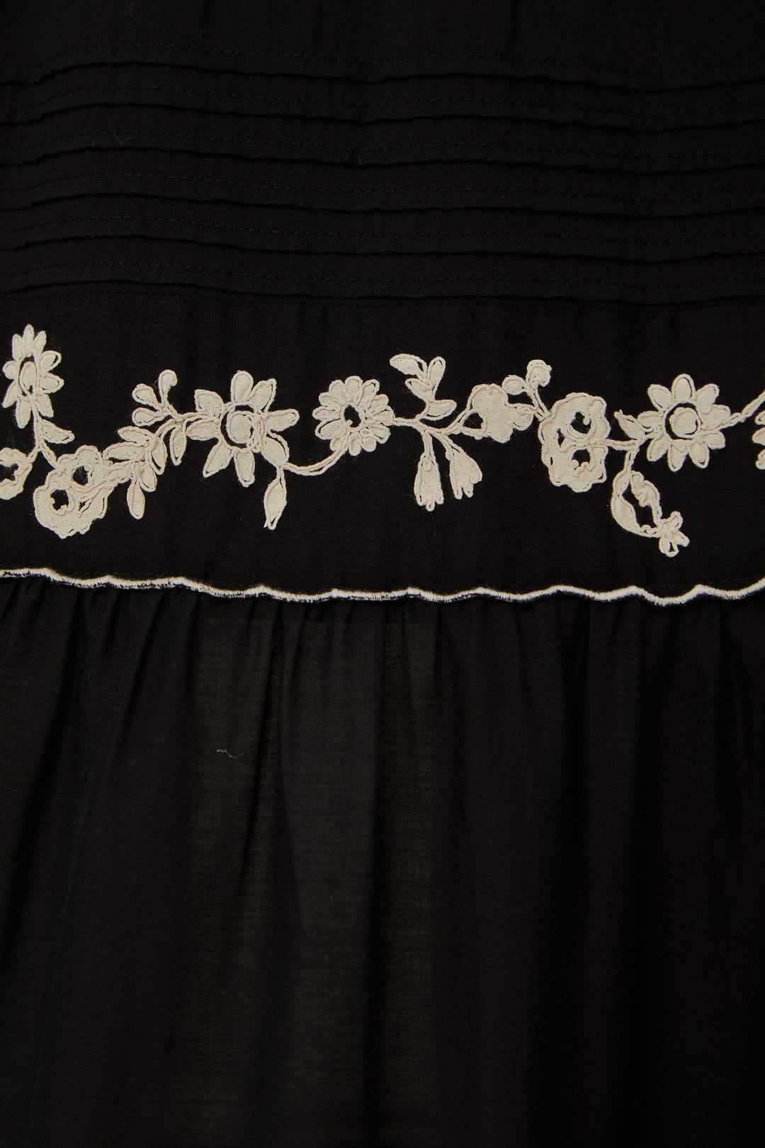 Black Embroidered Ruffled Maxi Skirt