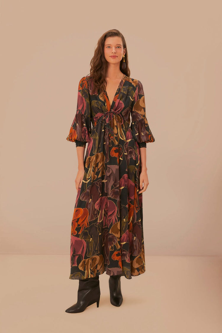 Elephants Green Maxi Dress