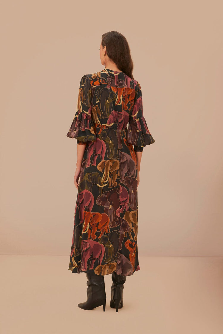 Elephants Green Maxi Dress
