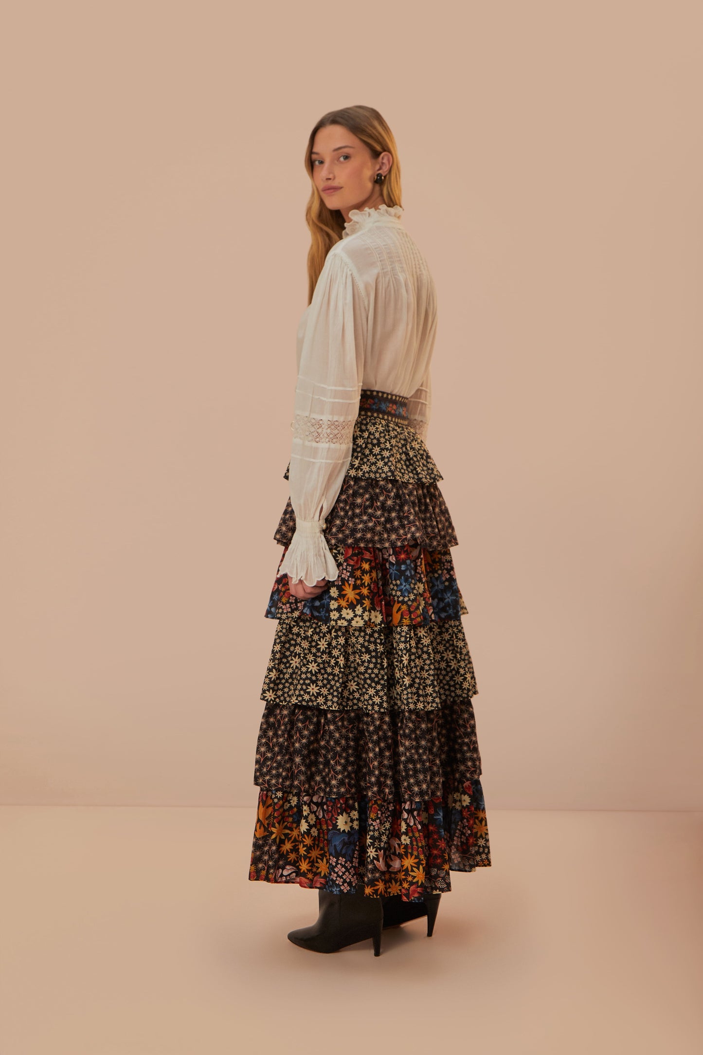 Jujus Garden Black Midi Skirt