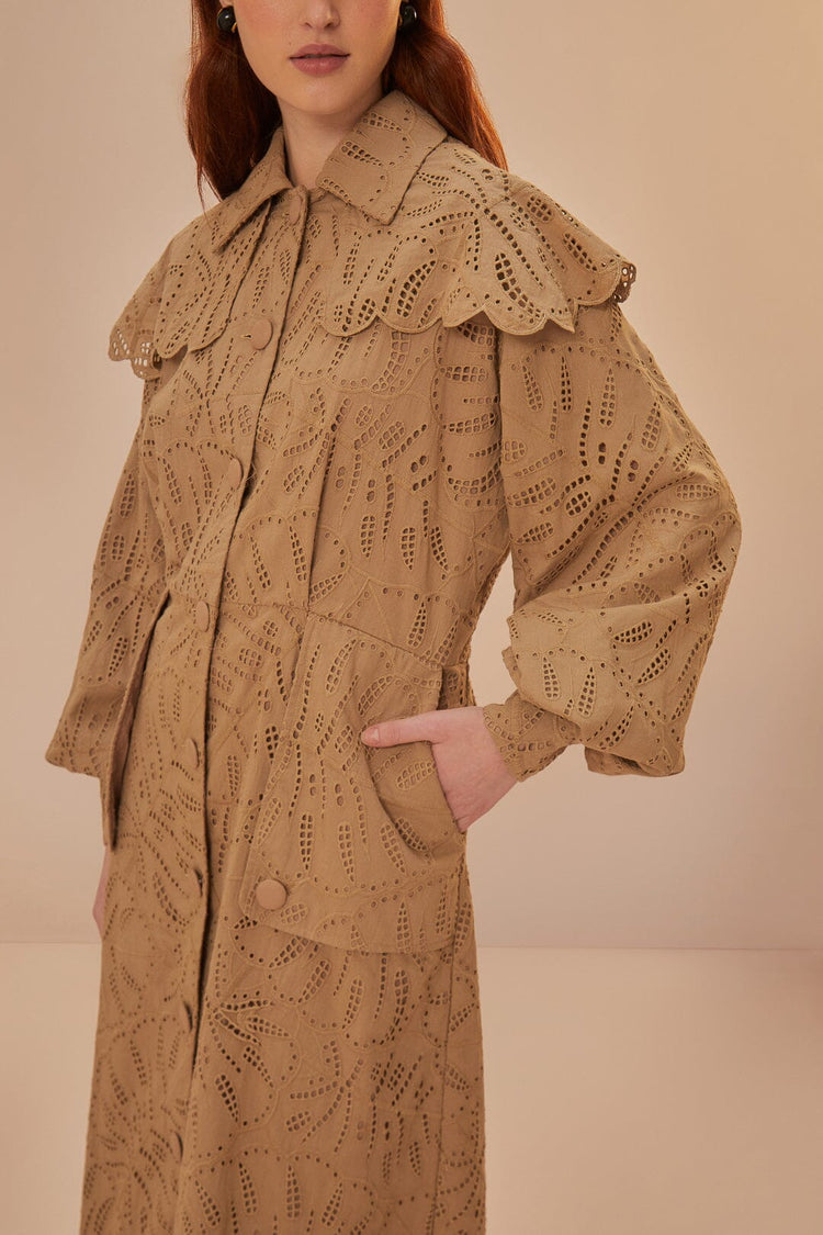 FARM Rio model wearing the Brown Laise Trench Coat