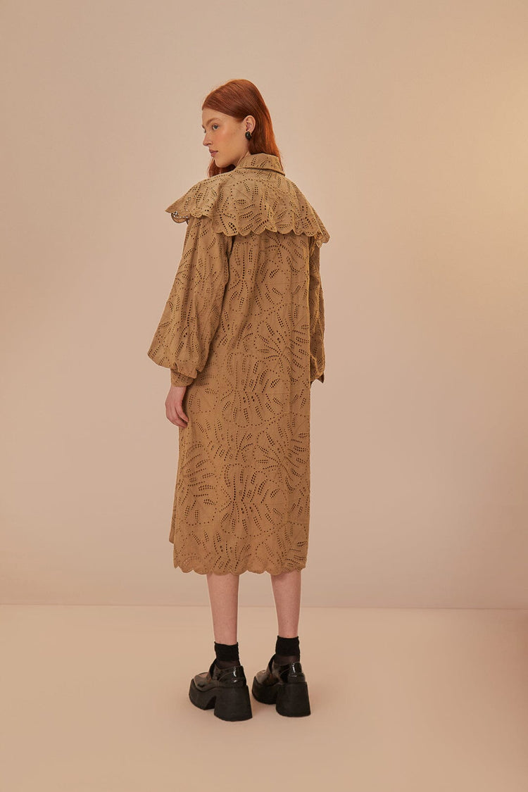 FARM Rio model wearing the Brown Laise Trench Coat