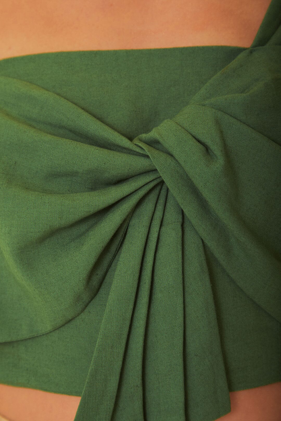 FARM Rio model wearing the Green Front Bow Top