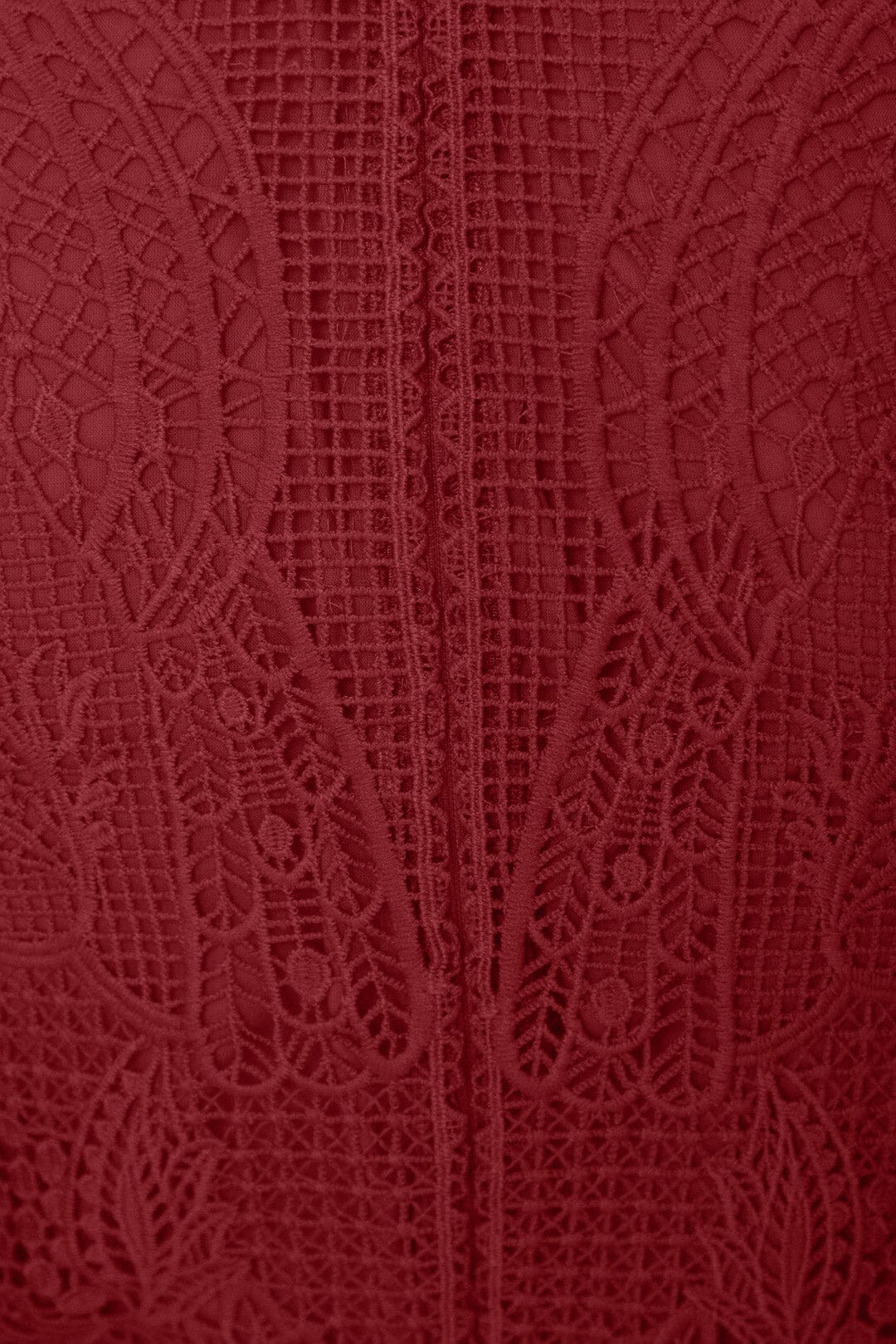 FARM Rio model wearing the Dark Magenta Guipire Cut Out Midi Dress