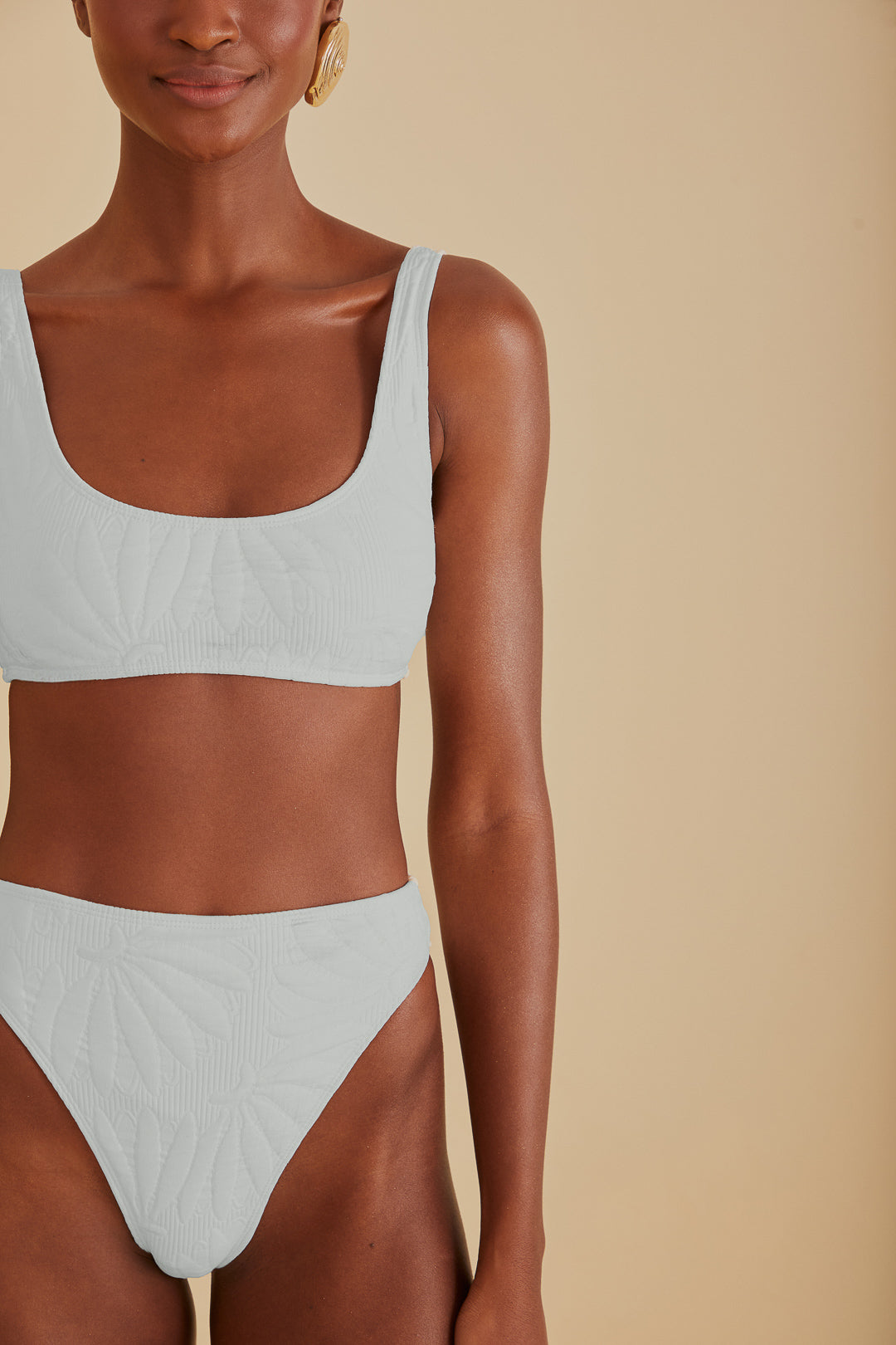 FARM Rio model wearing the Off-White Banana Matelasse Bikini Bottom