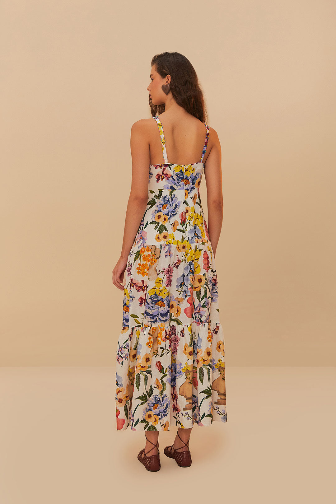 Greek Garden Off-White Sleeveless Maxi Dress