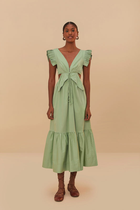 Light Green Butterfly Midi Dress