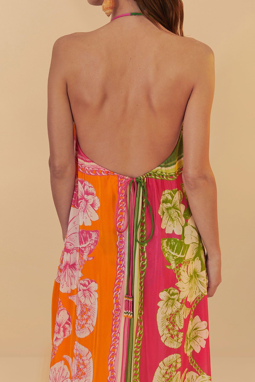 FARM Rio model wearing the Floral Elegance Mixed Scarves Long Cover Up