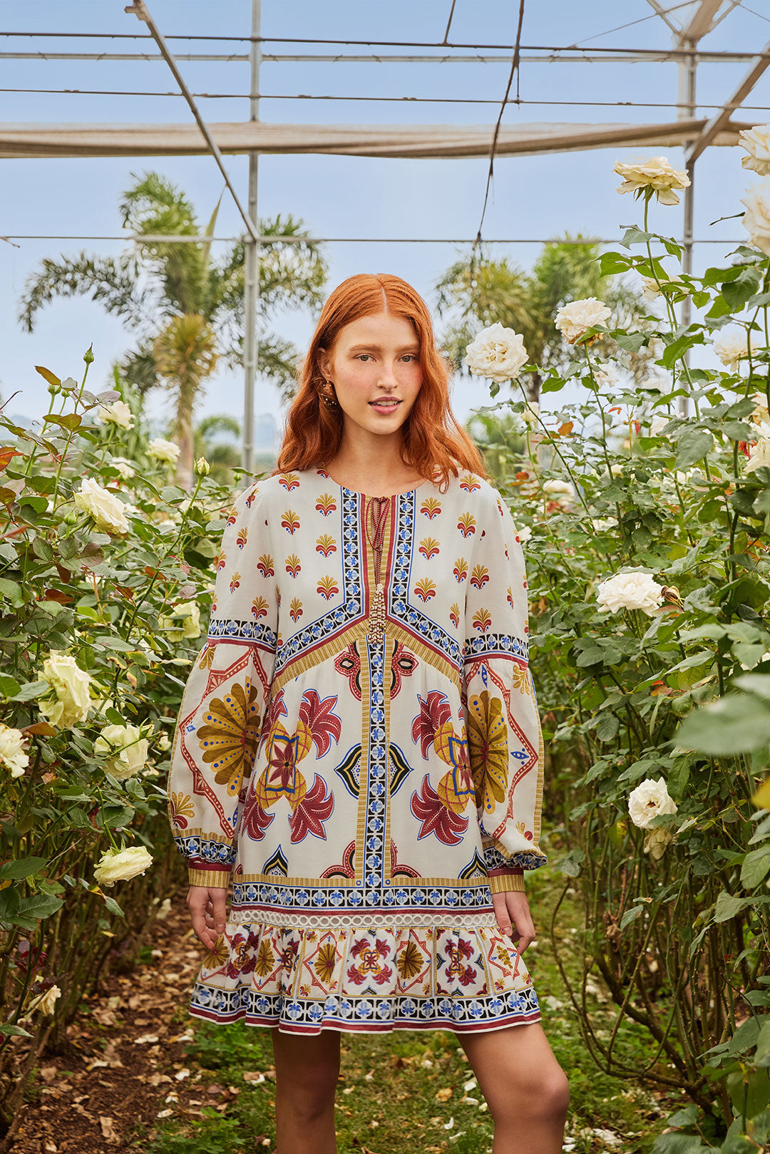 Marys Tiles Off-White Mini Dress