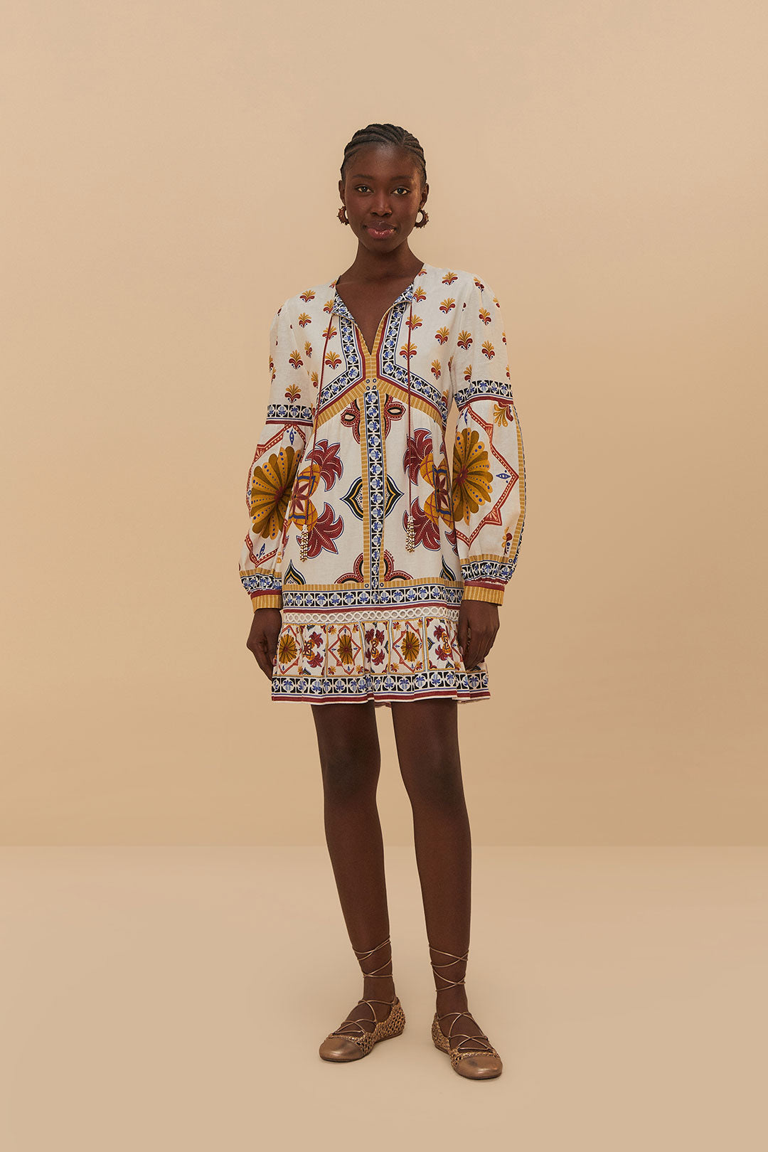Marys Tiles Off-White Mini Dress