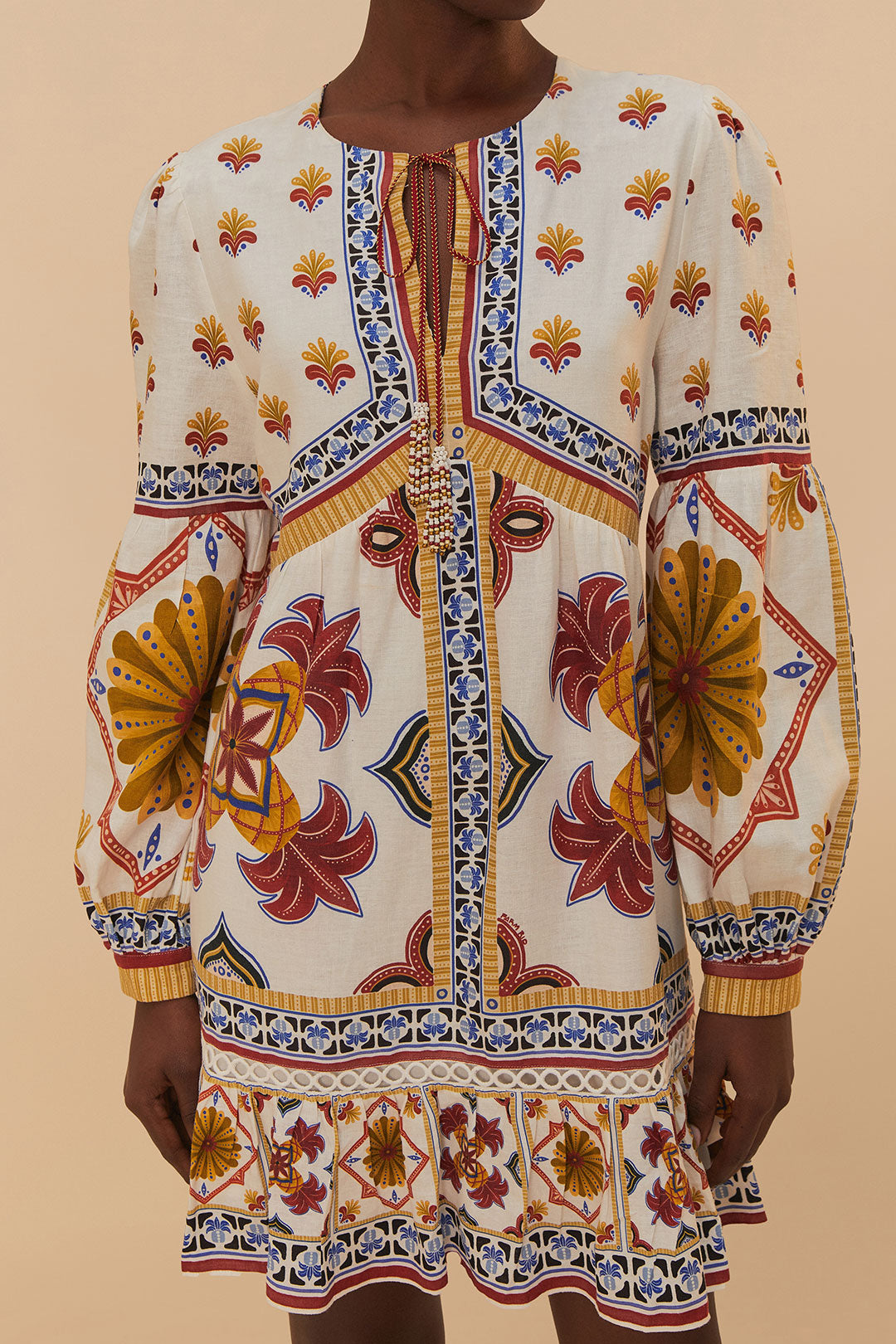 Marys Tiles Off-White Mini Dress