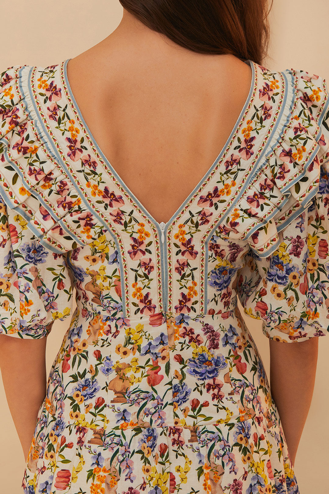 Off-White Greek Garden LENZING™ ECOVERO™ Euroflax™ Mini Dress