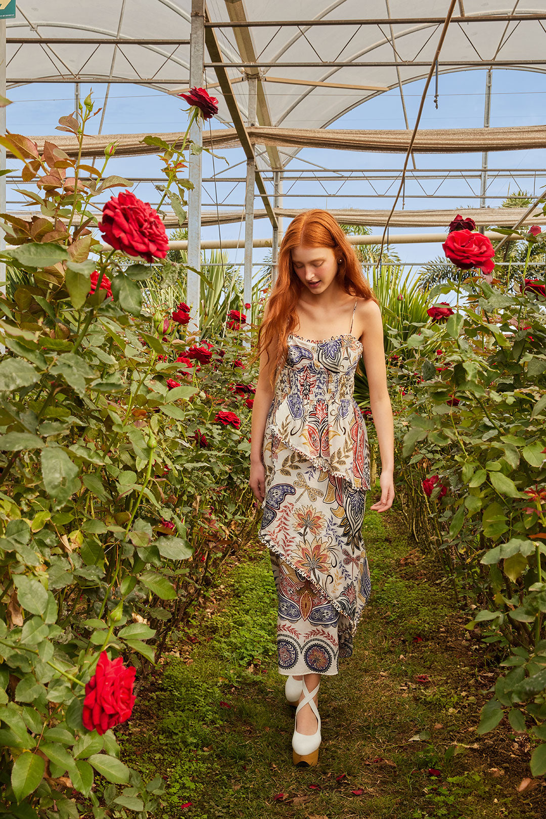 Off-White Boho Glam Midi Dress