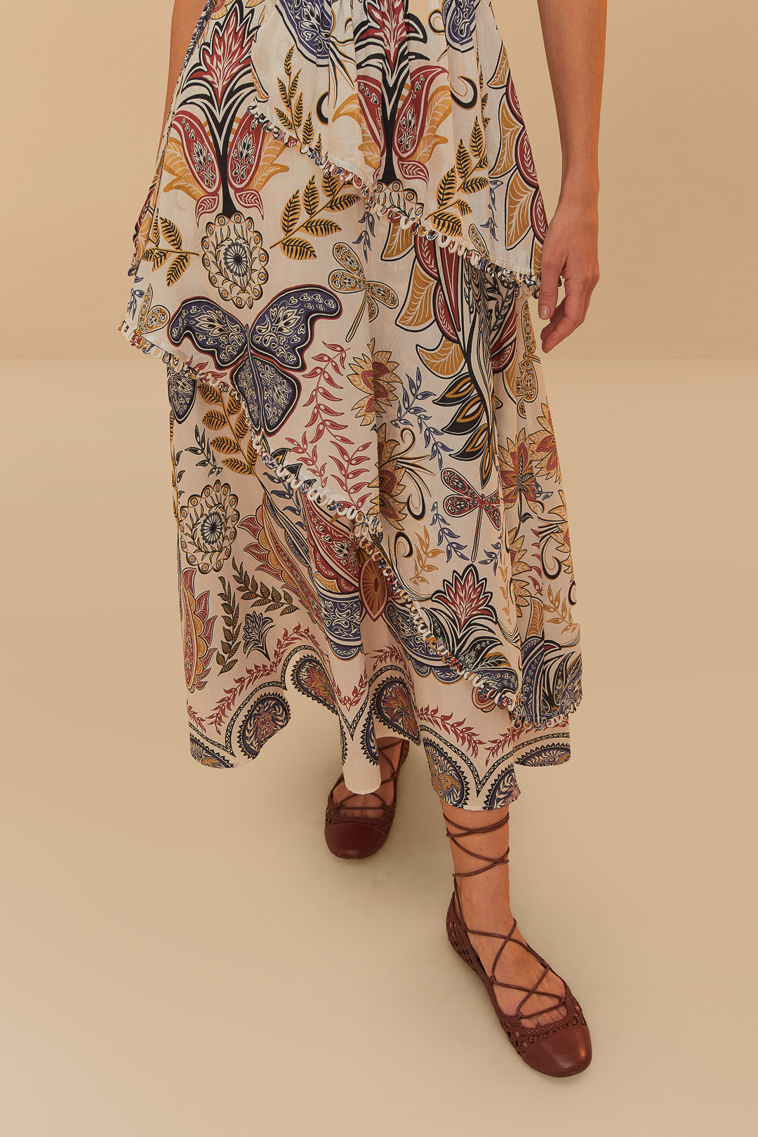 Off-White Boho Glam Midi Dress