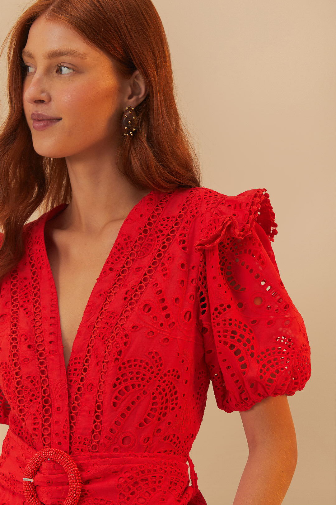 Red Eyelets Romper