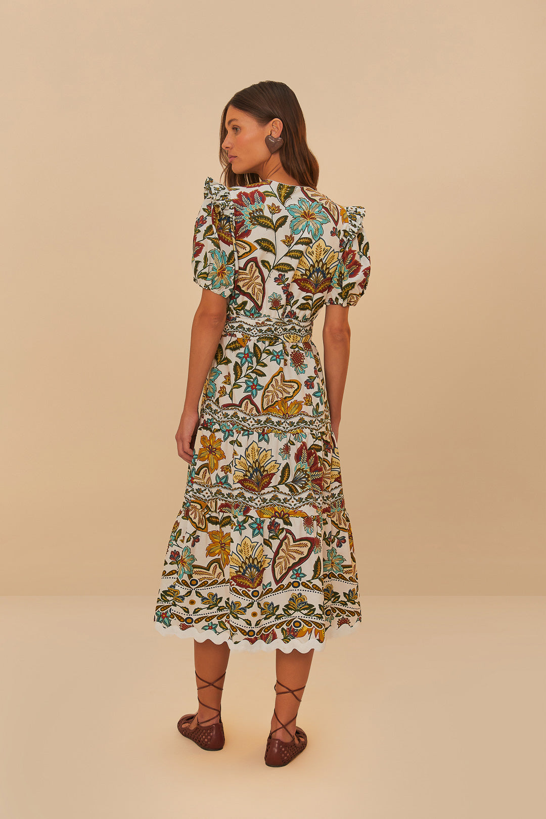 Botanicals Off-White Midi Dress