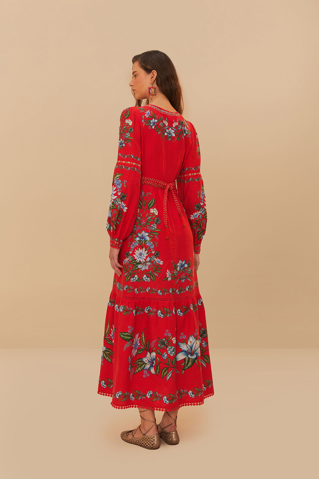 Red Sweet Bloom Bouquet LENZING™ ECOVERO™ Euroflax™ Midi Dress
