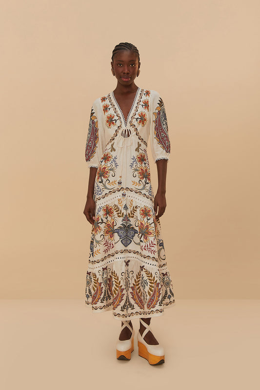 Boho Glam Off-White Maxi Dress