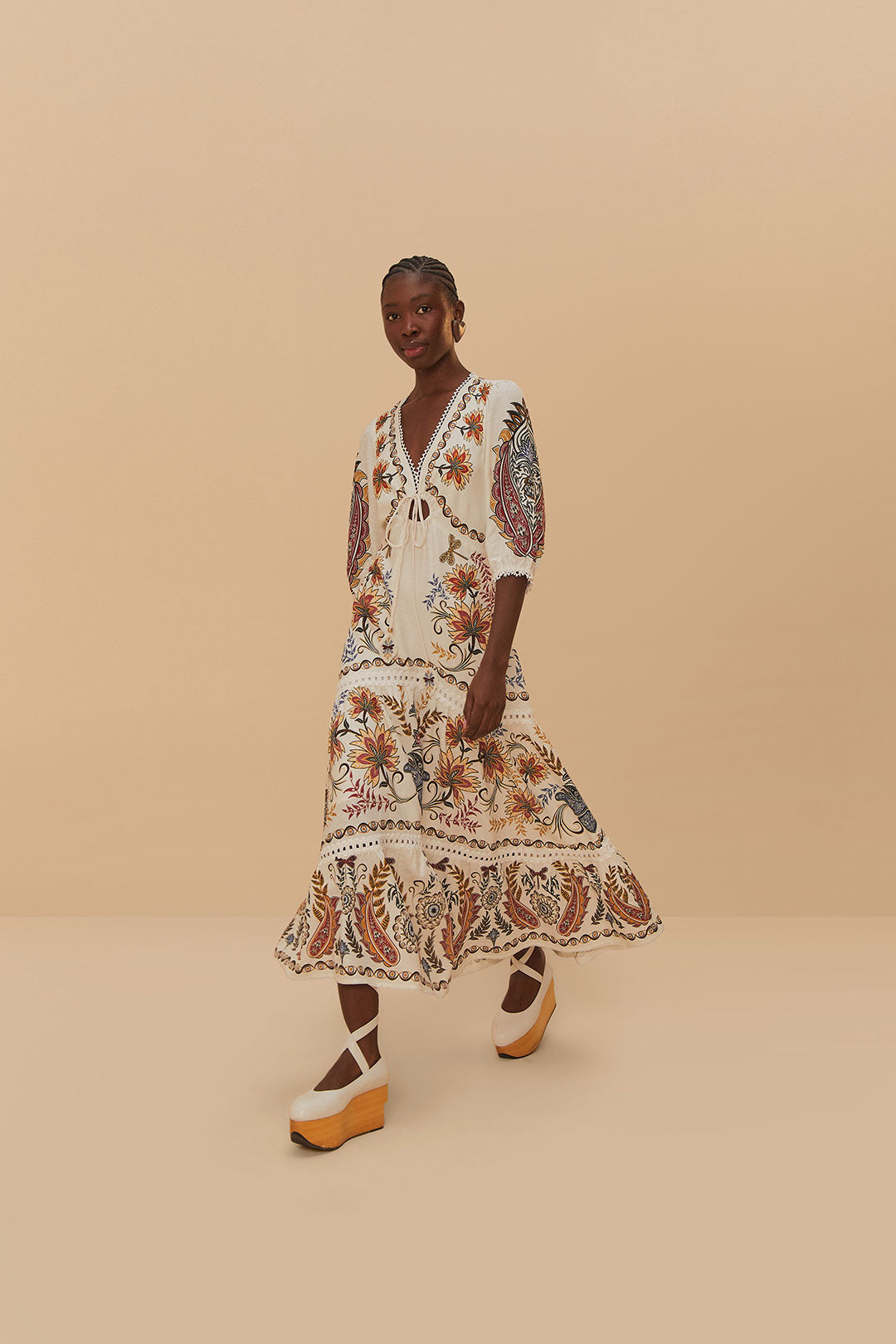 Boho Glam Off-White Maxi Dress