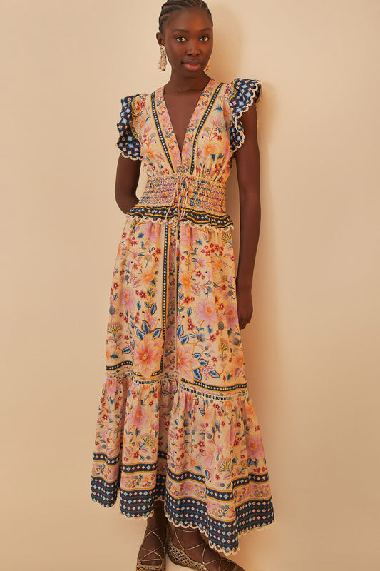 Cream Superbloom Tapestry Maxi Dress