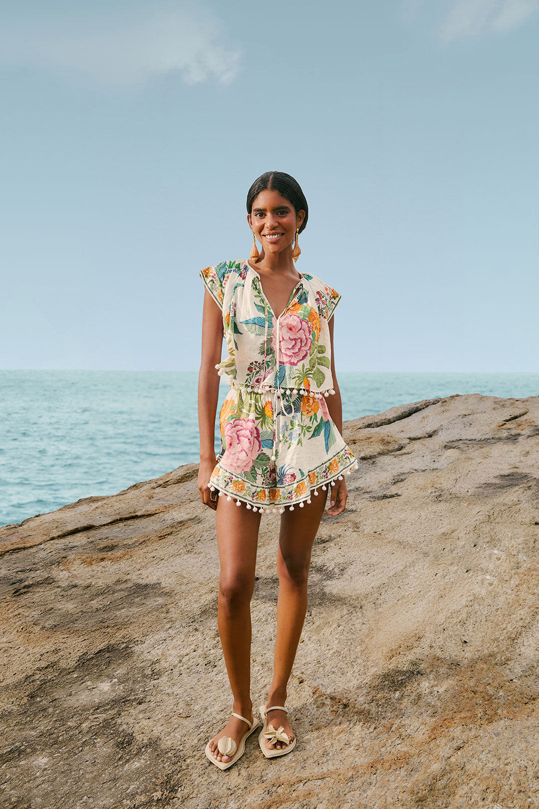 FARM Rio model wearing the Off-White Sweet Bloom Short