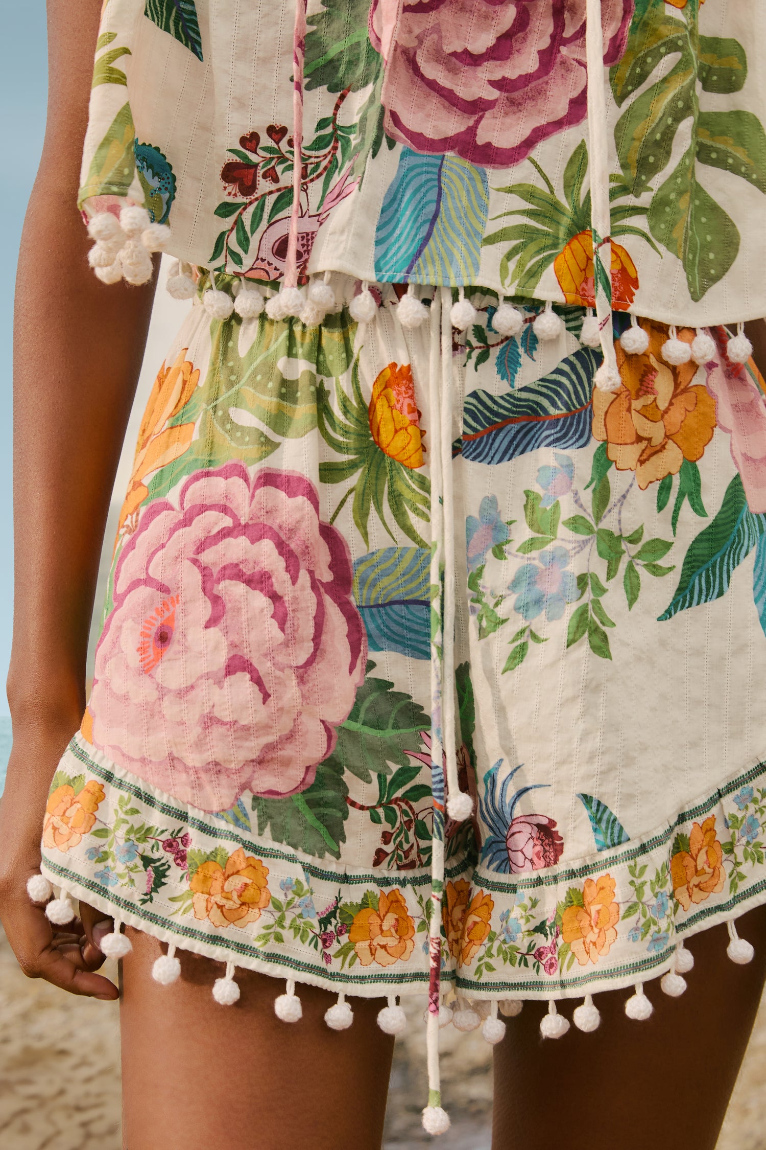 FARM Rio model wearing the Off-White Sweet Bloom Short