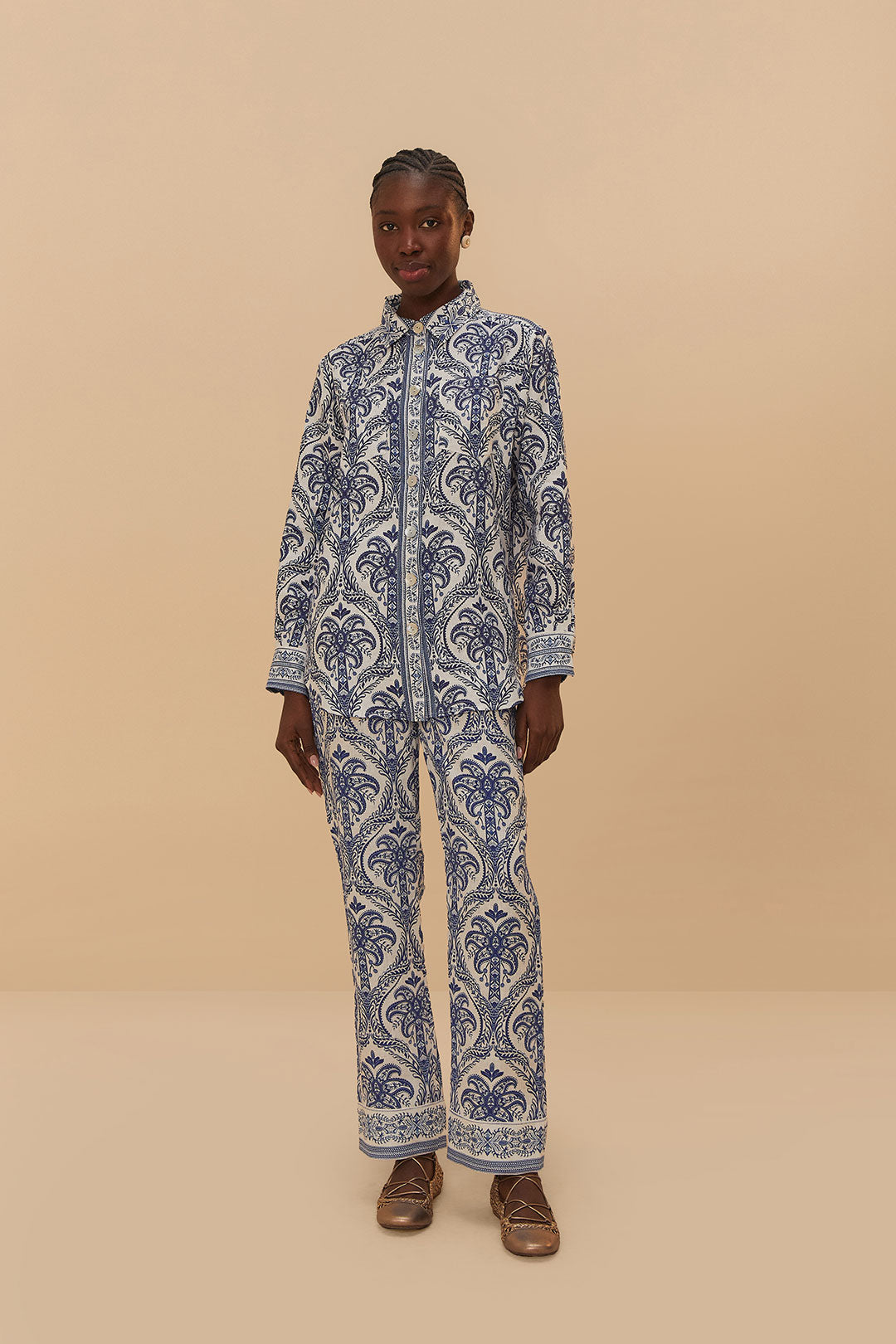 Off-White Tropical Cameo Lenzing ™ Ecovero ™ Euroflax ™ Pajama Shirt