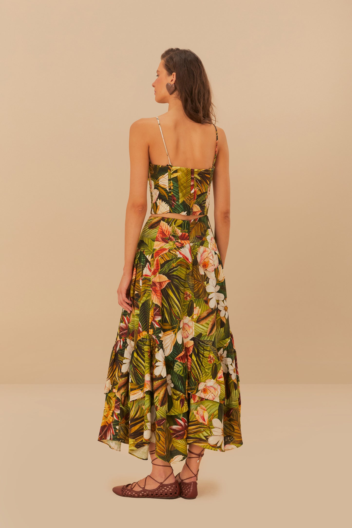 غابة نباتية متعددة الألوان Lenzing ™ Ecovero ™ Euroflax ™ Midi Skirt