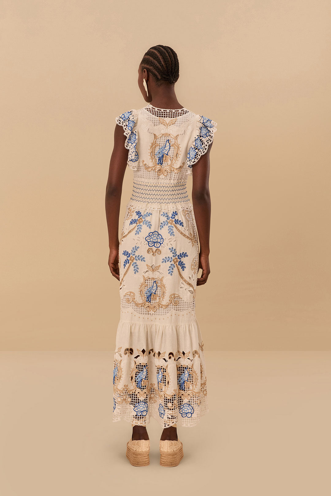 Off-White Romantic Richelieu LENZING™ ECOVERO™ Euroflax™ Maxi Dress