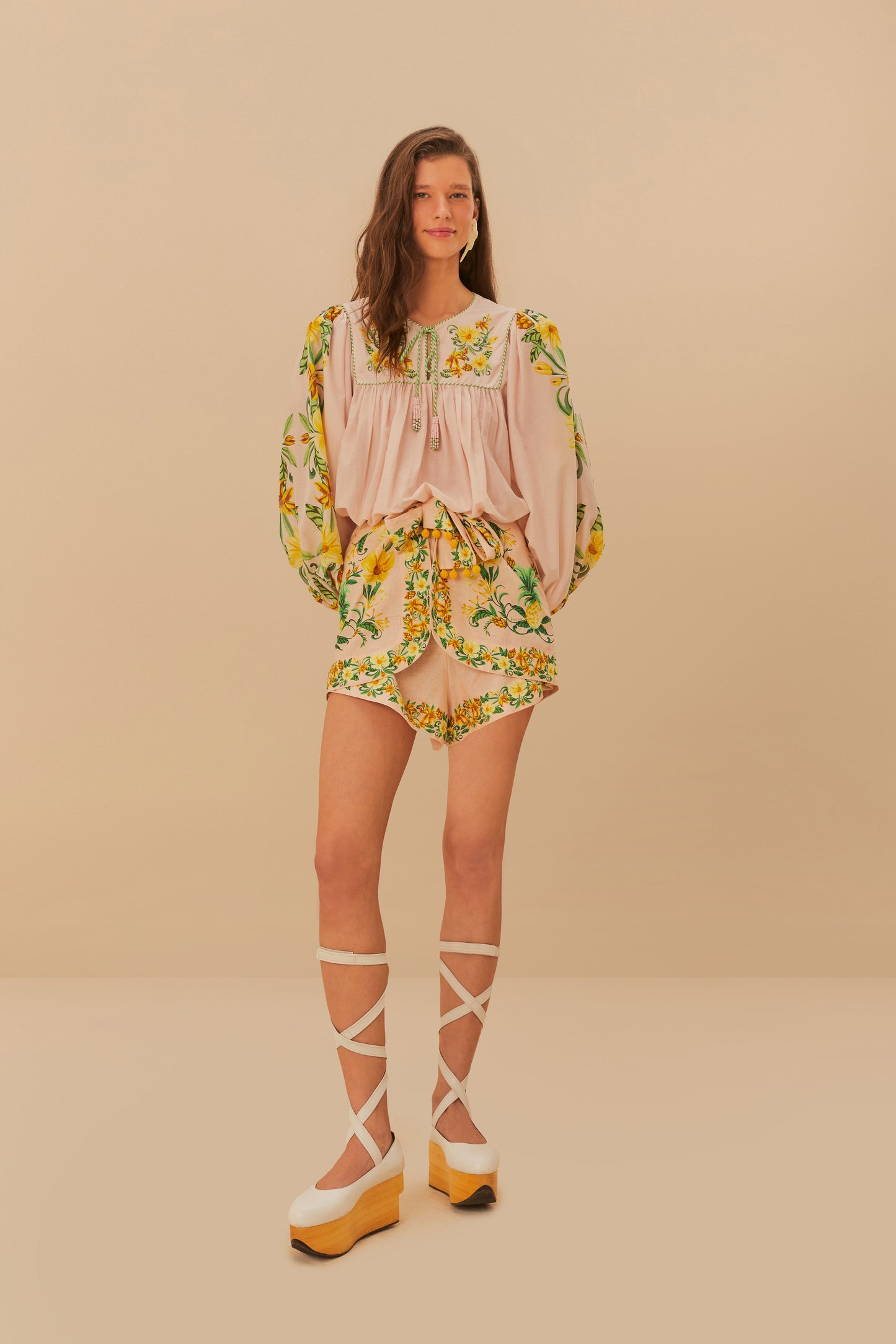 Botanical Beauty Pink Long Sleeve Blouse