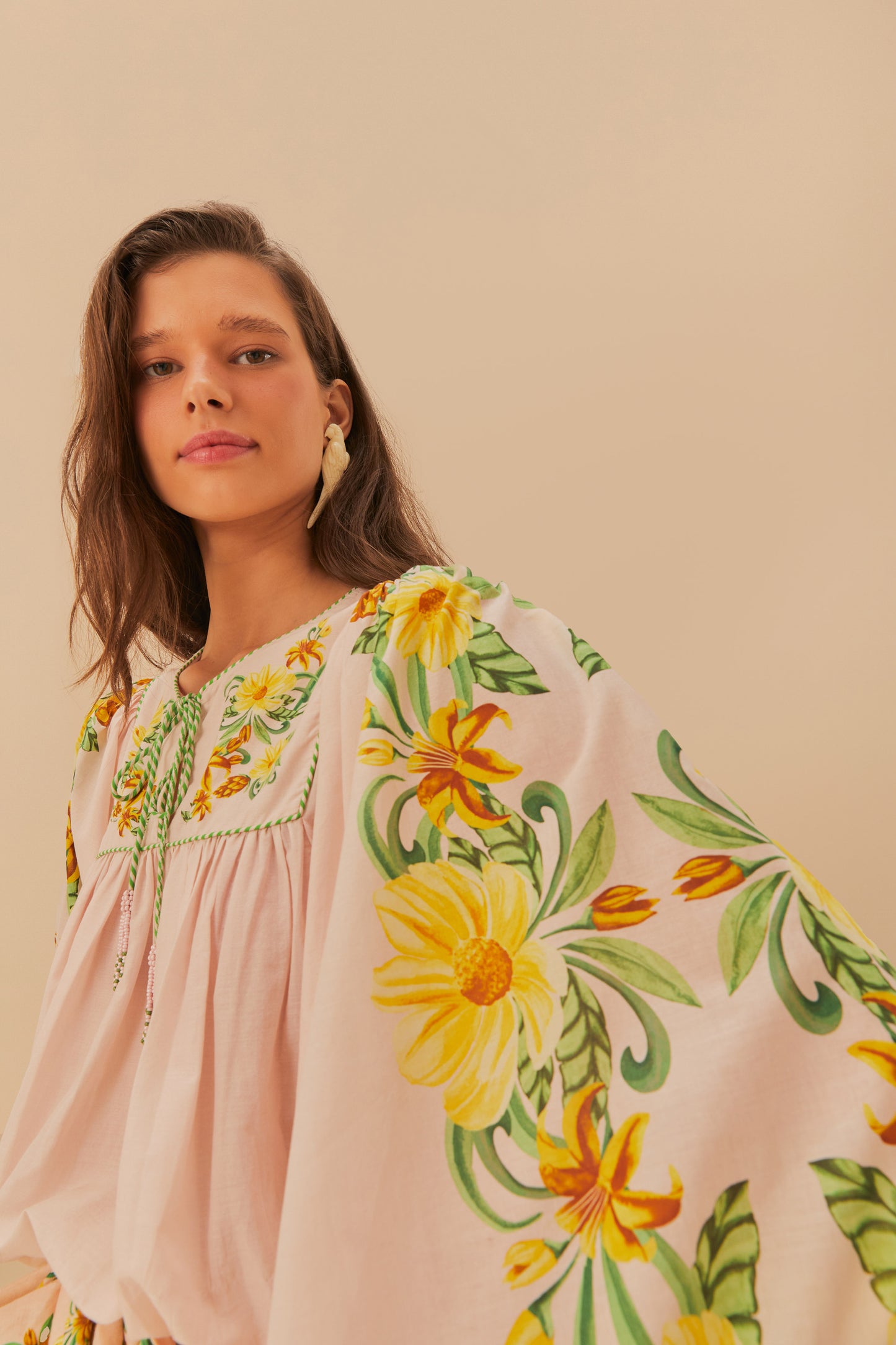 Botanical Beauty Pink Long Sleeve Blouse