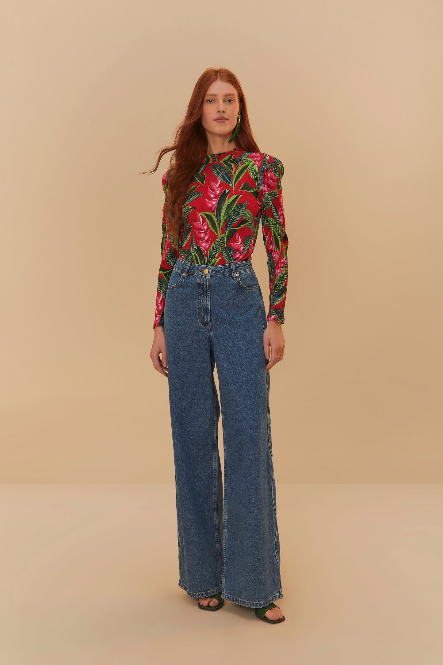 FARM Rio model wearing the Denim High Waist Pants