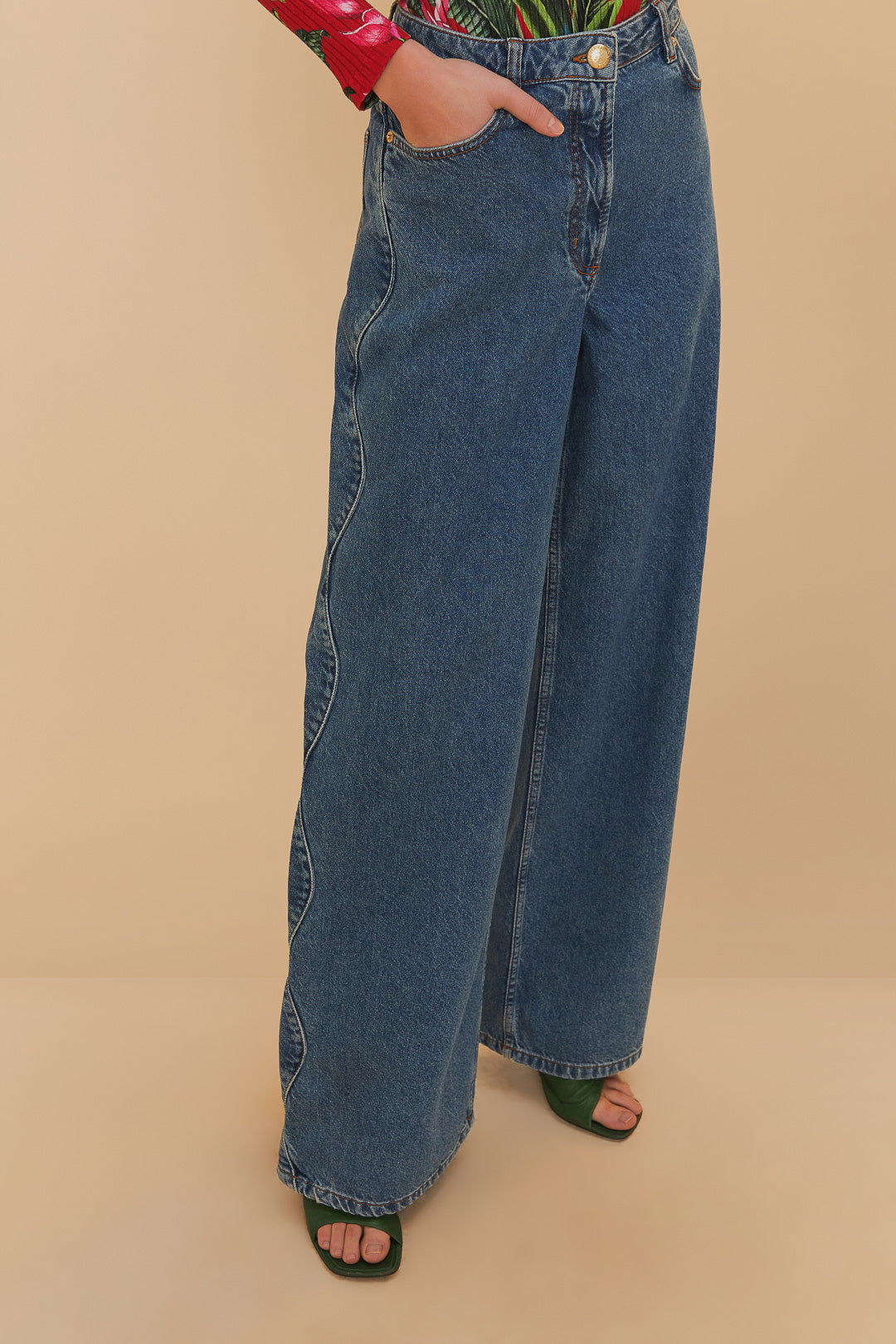 FARM Rio model wearing the Denim High Waist Pants
