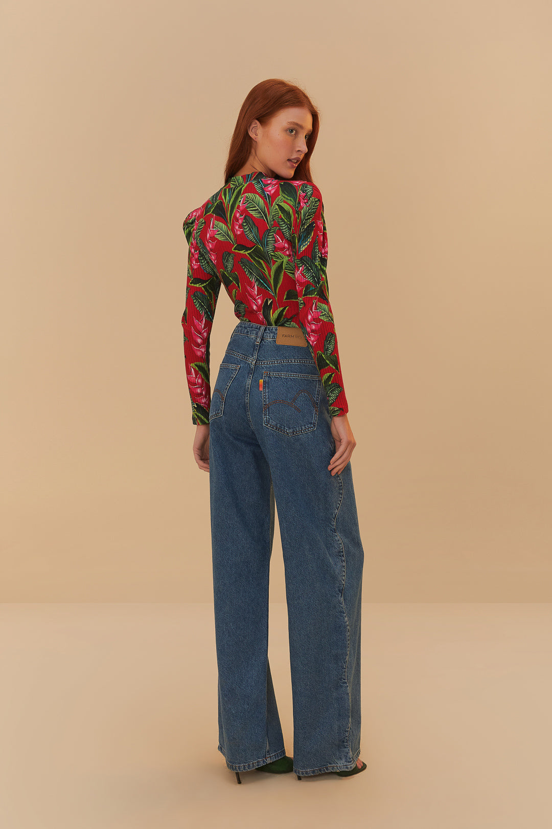 FARM Rio model wearing the Denim High Waist Pants