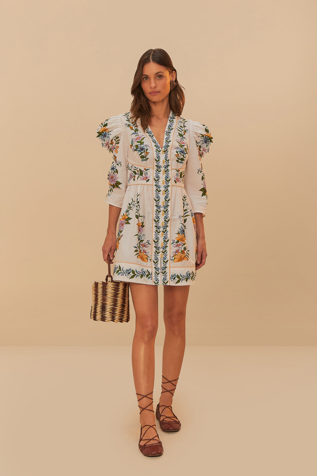 Shop for Off-White Sweet Bloom Dreamscape Organic Cotton Mini Dress – FARM Rio UAE